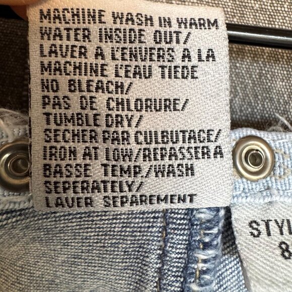 Y2K Vintage Parasuco Mid Rise Clear Rhinestone Raw Waist Flare Leg Jeans Size 4 - Picture 15 of 16